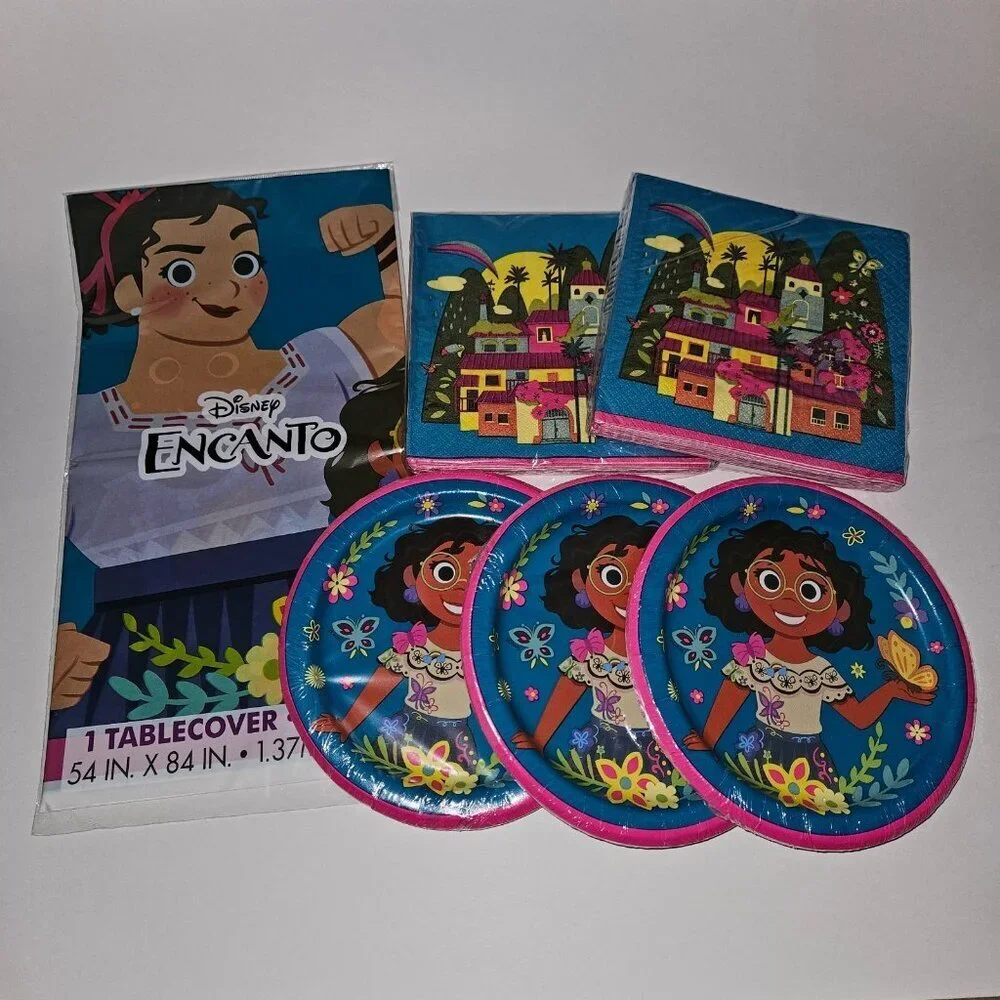 NEW Encanto Birthday Party Supplies Lot Disney Table Cover 2 Napkins 3 Plates